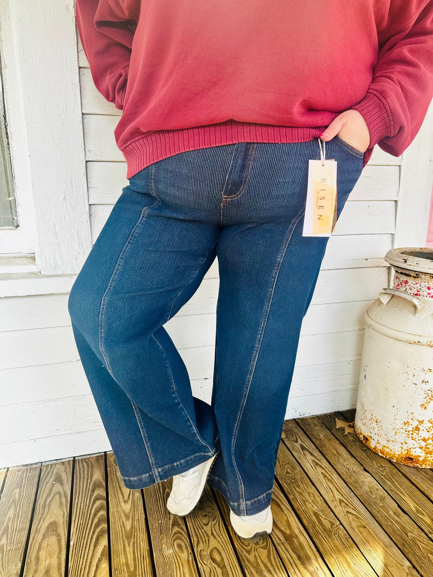 Risen Dark Denim Detailed Jeans