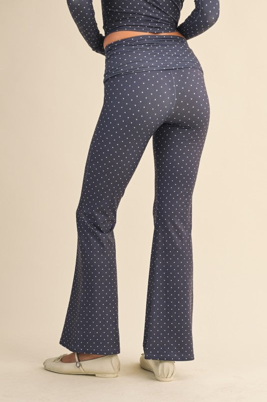 Polka Dot Foldover Flare Pants