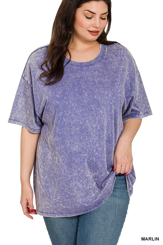 PLUS-Washed Short Sleeve