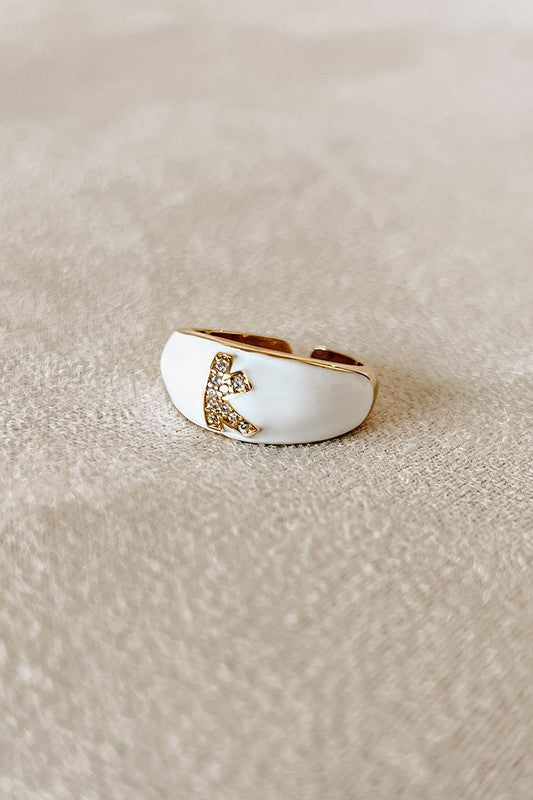 White Initial Ring