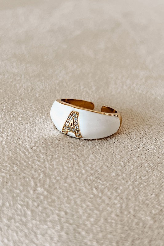 White Initial Ring
