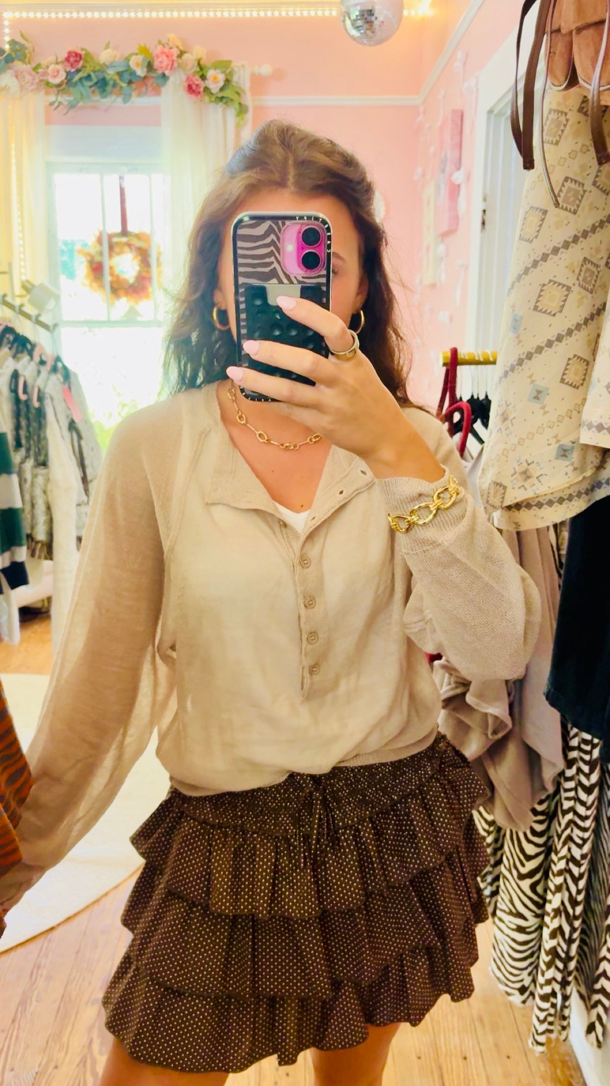 Sheer Henley Sweater Top