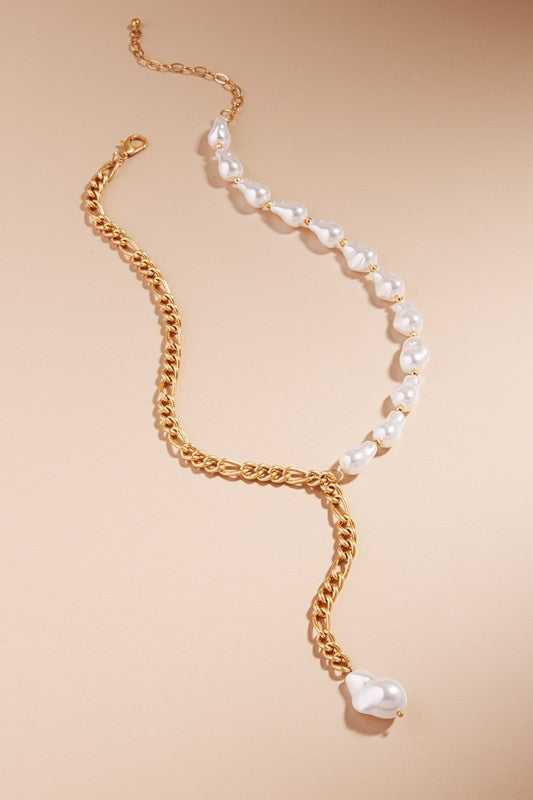 Drop Chain Pearl Necklace