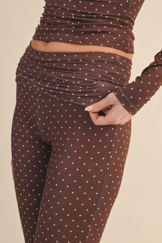 Polka Dot Foldover Flare Pants