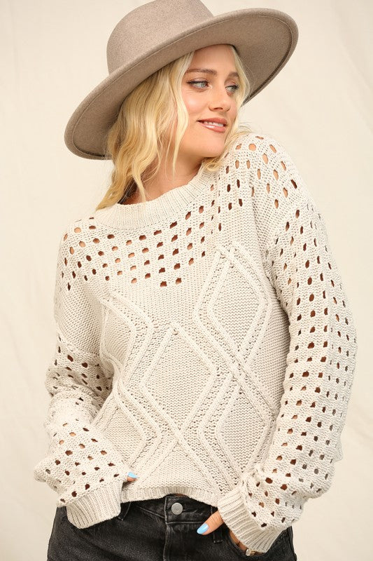 Dotted Openwork Sweater