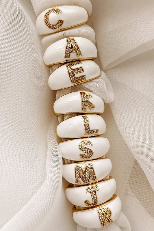 White Initial Ring