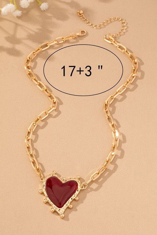 Chunky Red Heart Necklace
