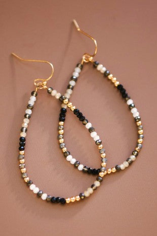 Teardrop Wire Beaded Earrings