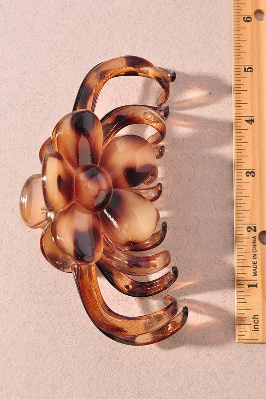 Tortoise Shell Flower Claw Clip