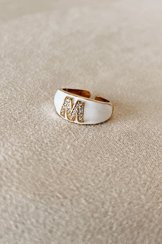 White Initial Ring