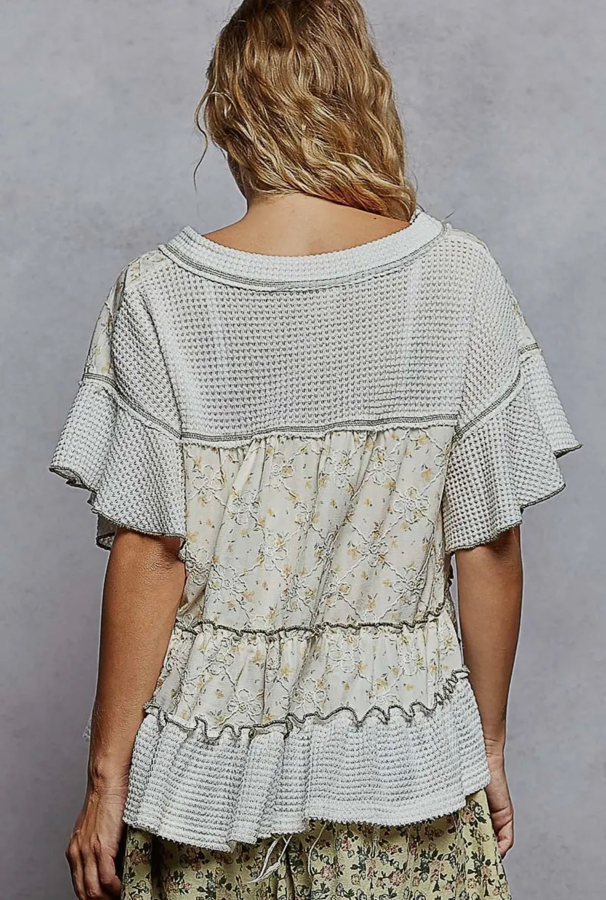 Printed Woven Ruffle Top