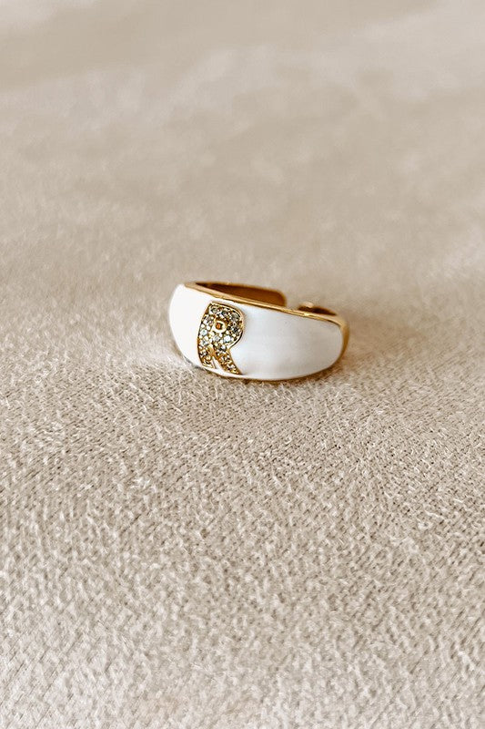 White Initial Ring