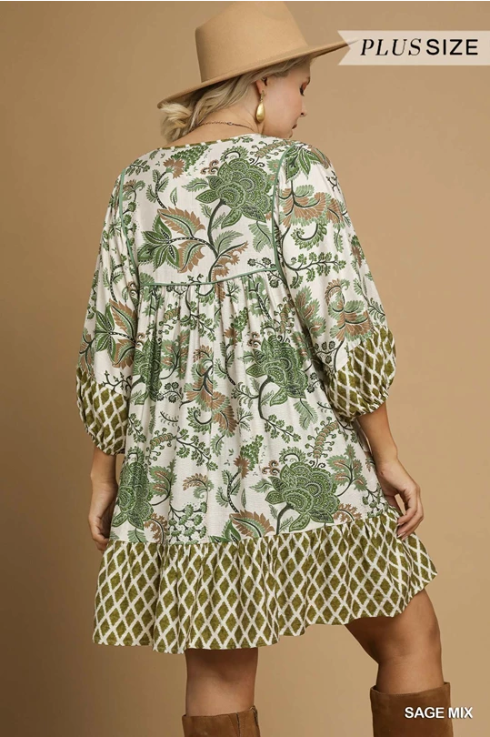 PLUS-Sage Mix Dress