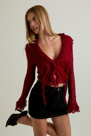 Ruby Red Ruffle Top