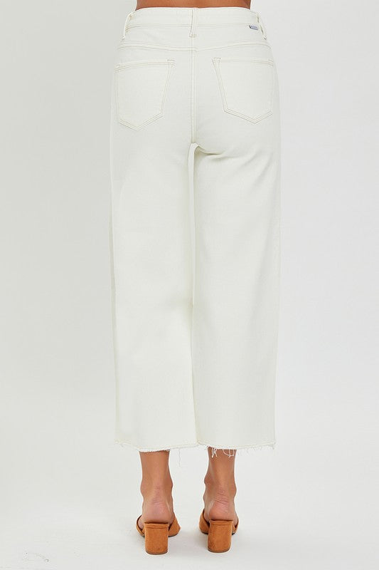 Cream Tummy Control Cropped Jeans