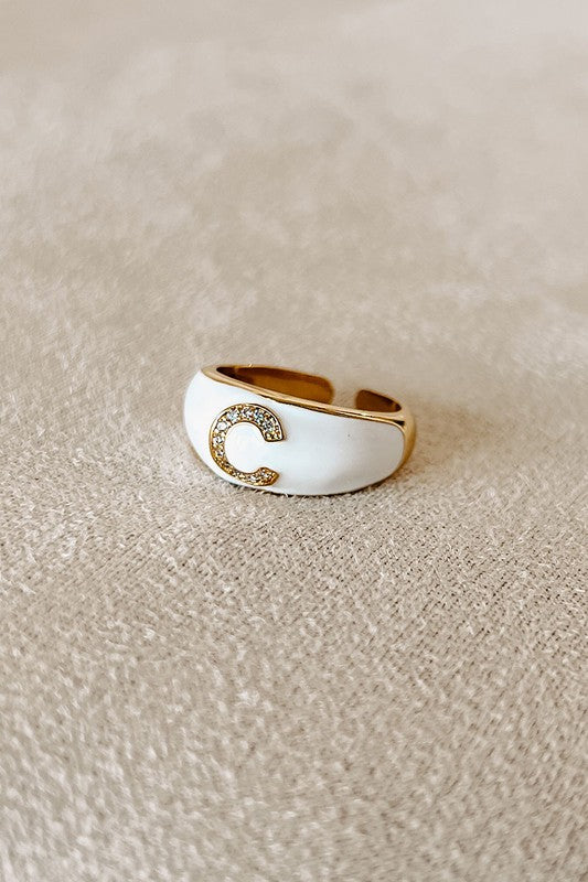 White Initial Ring