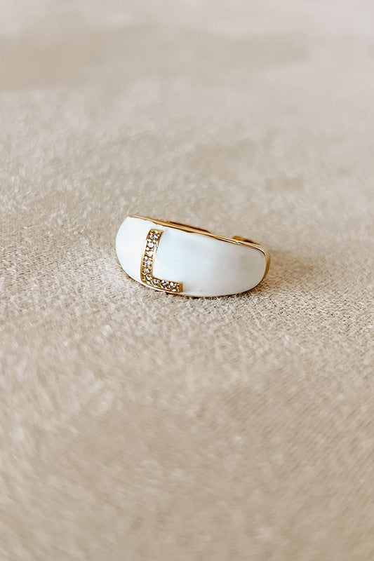 White Initial Ring
