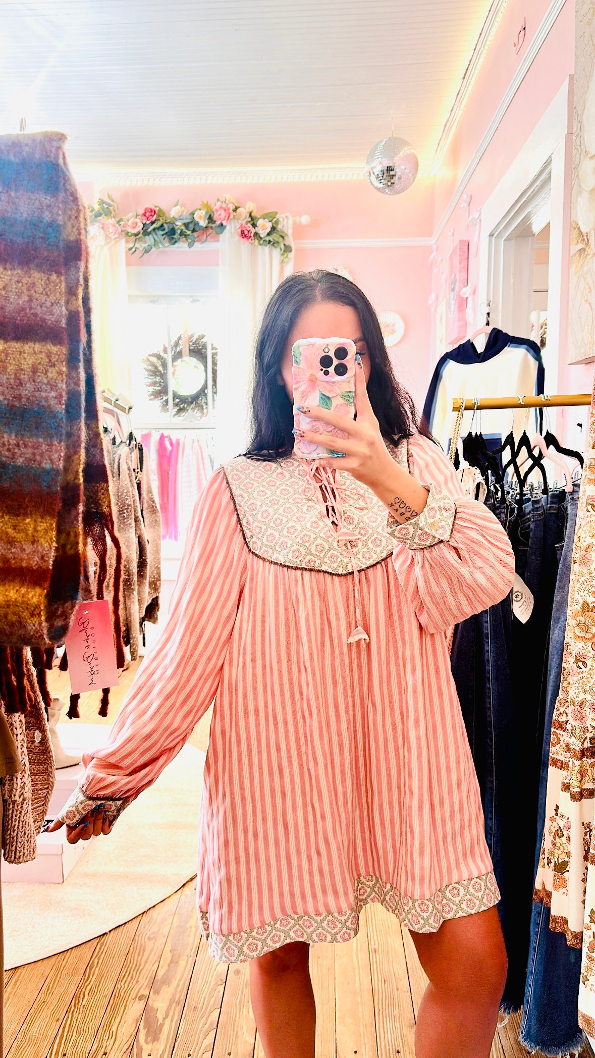 Rose Pink Stripe Mini Dress