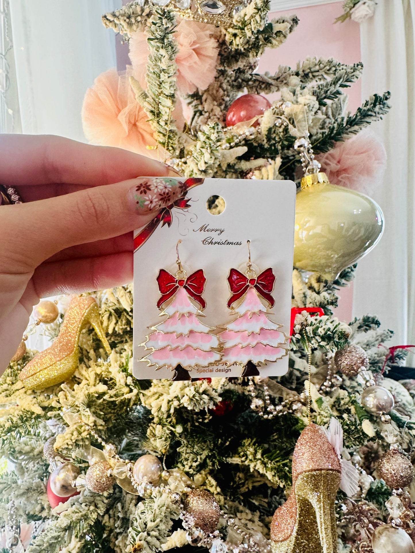 Bow Christmas Tree Earrings