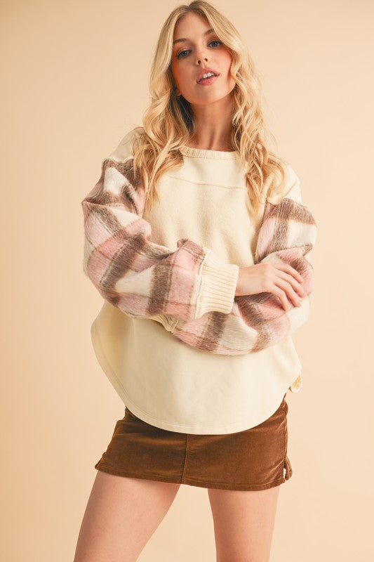 Malva Plaid Pullover Sweater