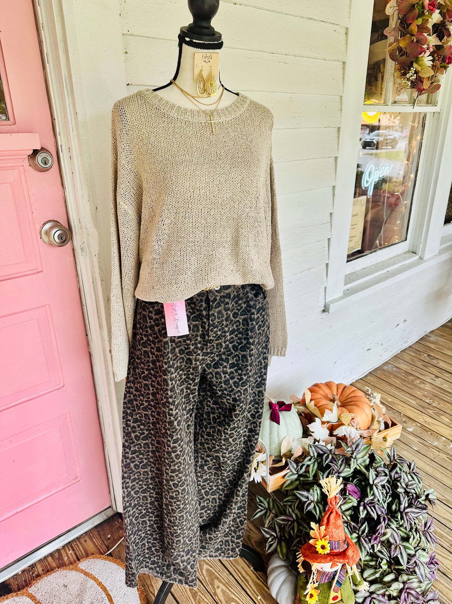 Leopard Printed Marine Straight Pants