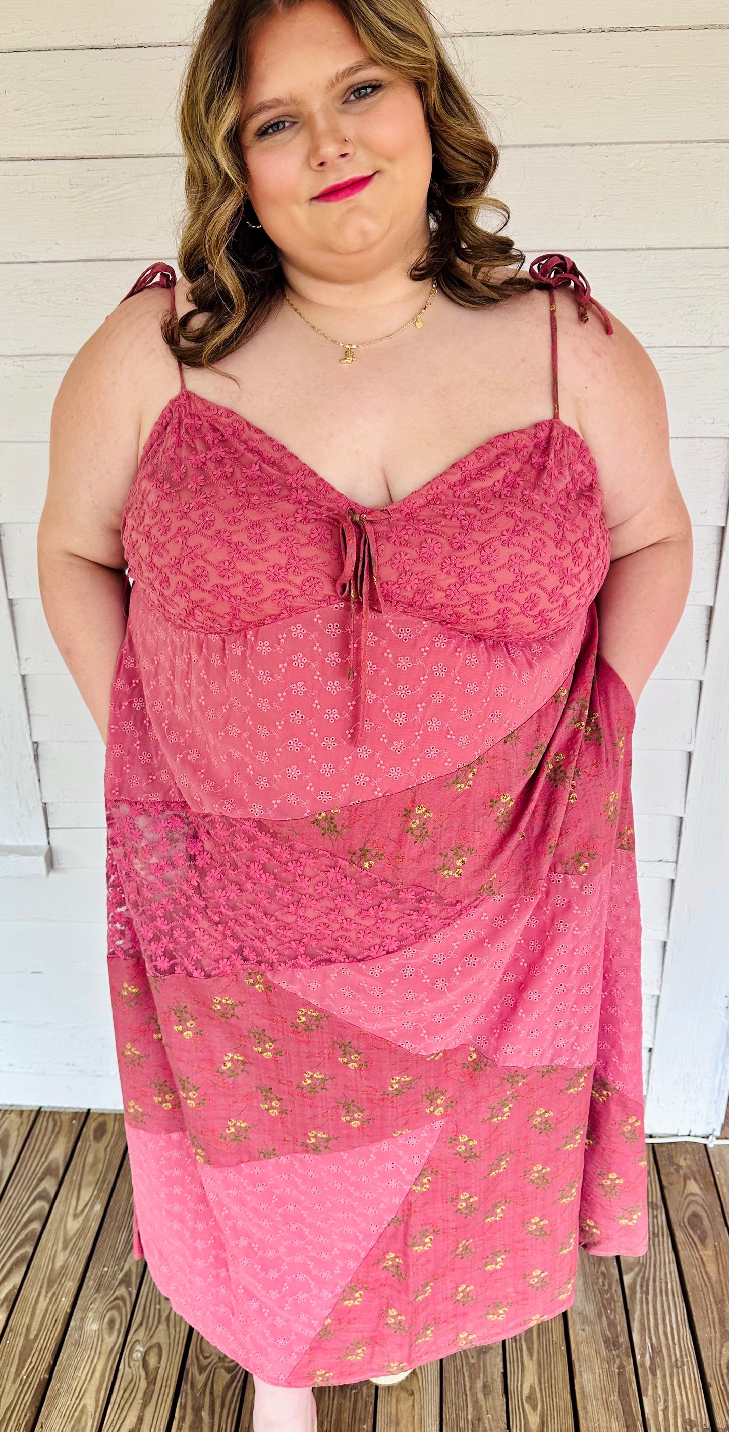 PLUS-Patchwork Maxi Dress