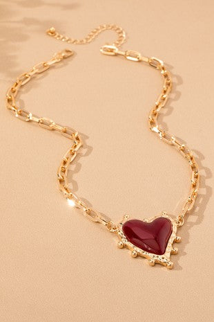 Chunky Red Heart Necklace