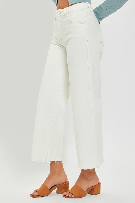 Cream Tummy Control Cropped Jeans