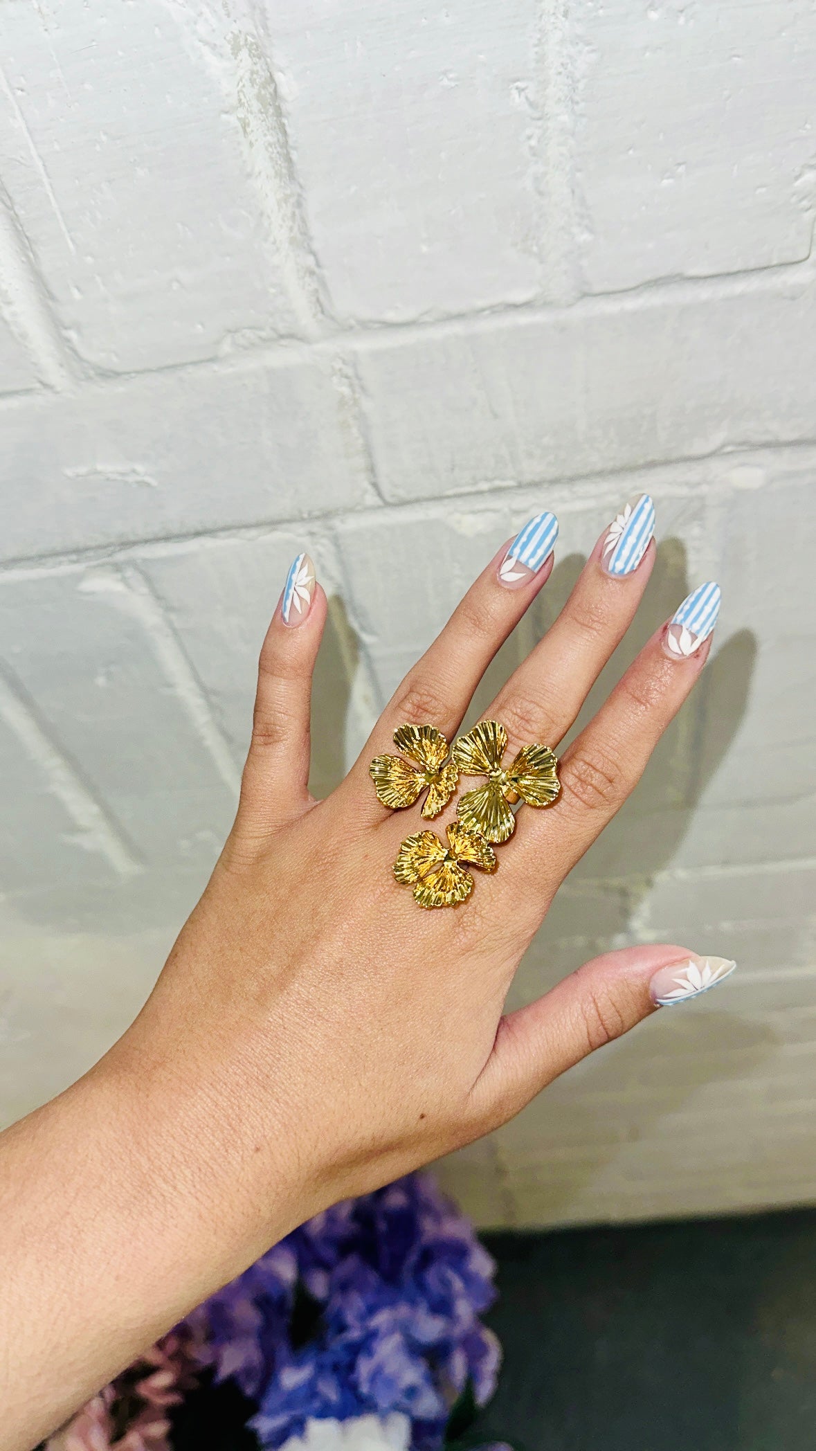 Triple Flower Adjustable Ring