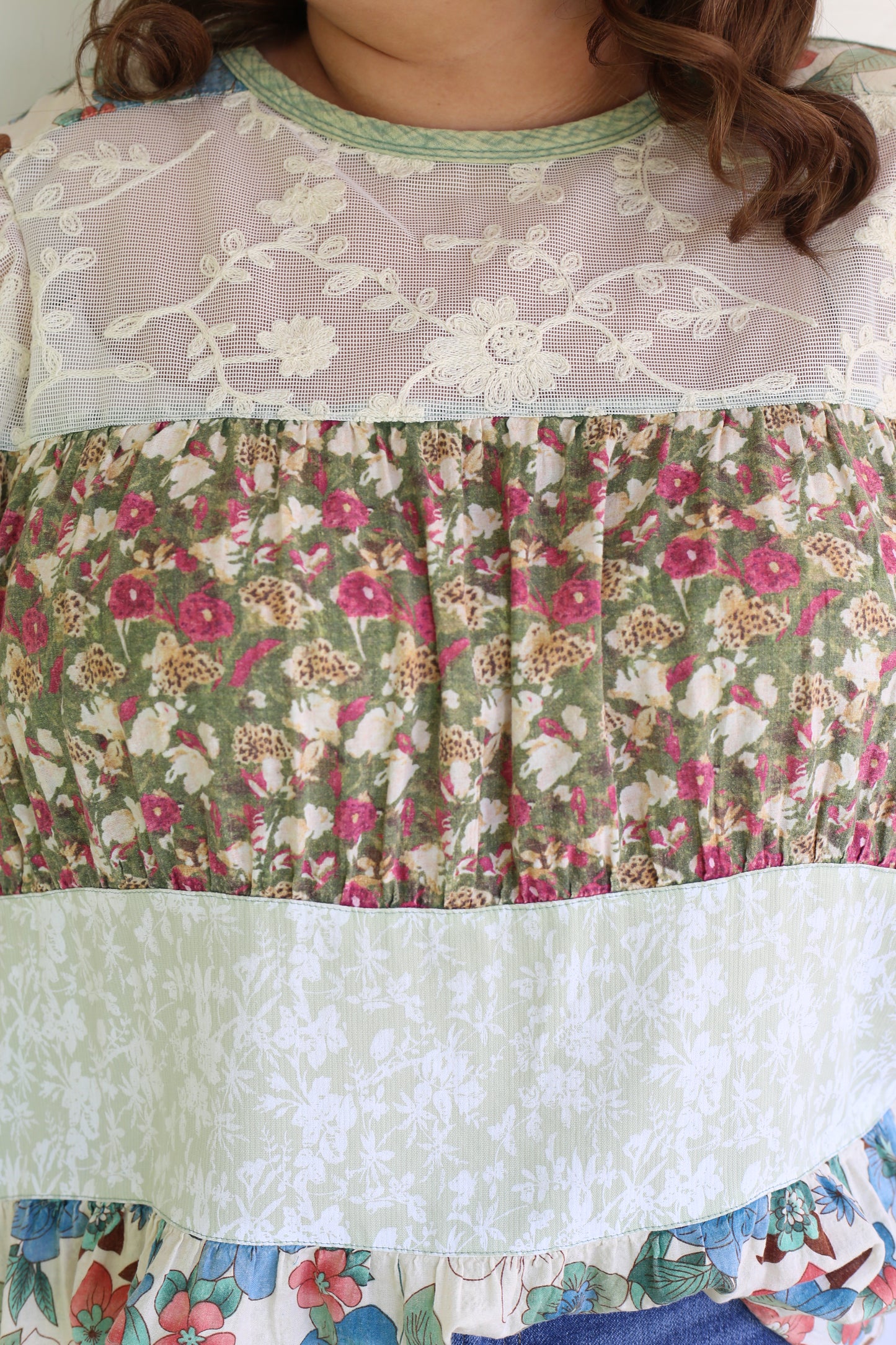 PLUS-Floral Four Pattern Top