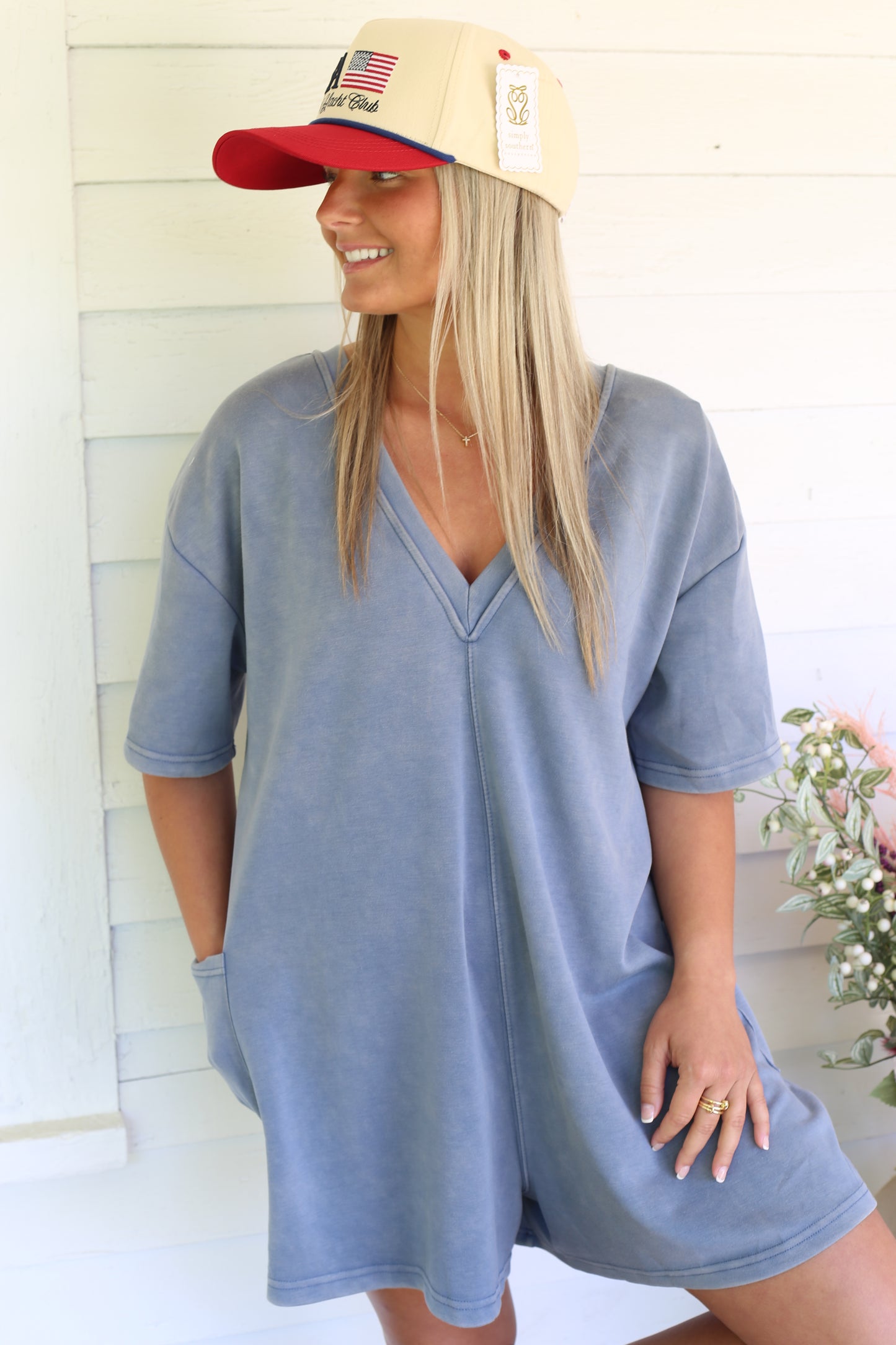 Patched Pocket Romper