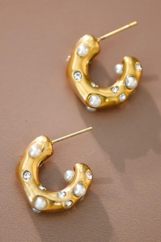Pearl & Rhinestone Hoops