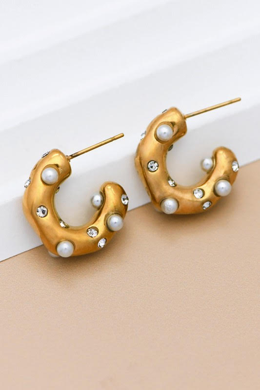 Pearl & Rhinestone Hoops