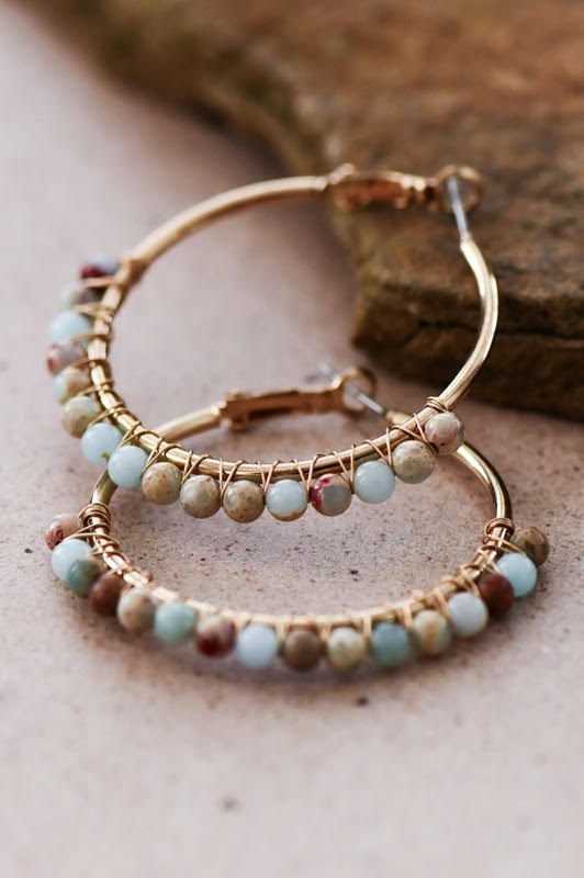 Stone Beaded Hoops