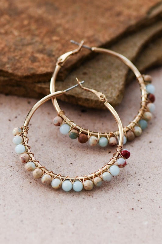 Stone Beaded Hoops