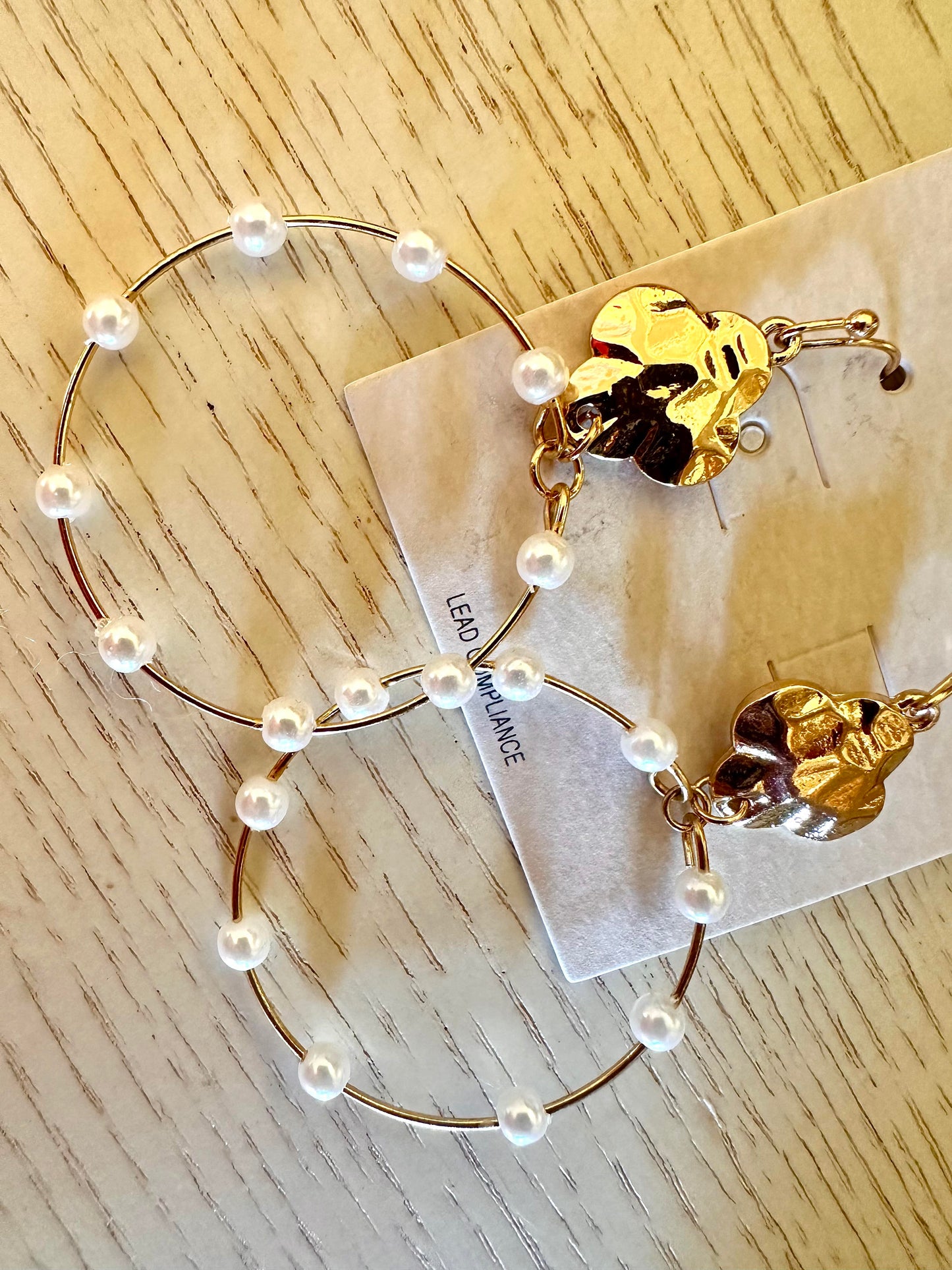 Gold + Pearl Hoops