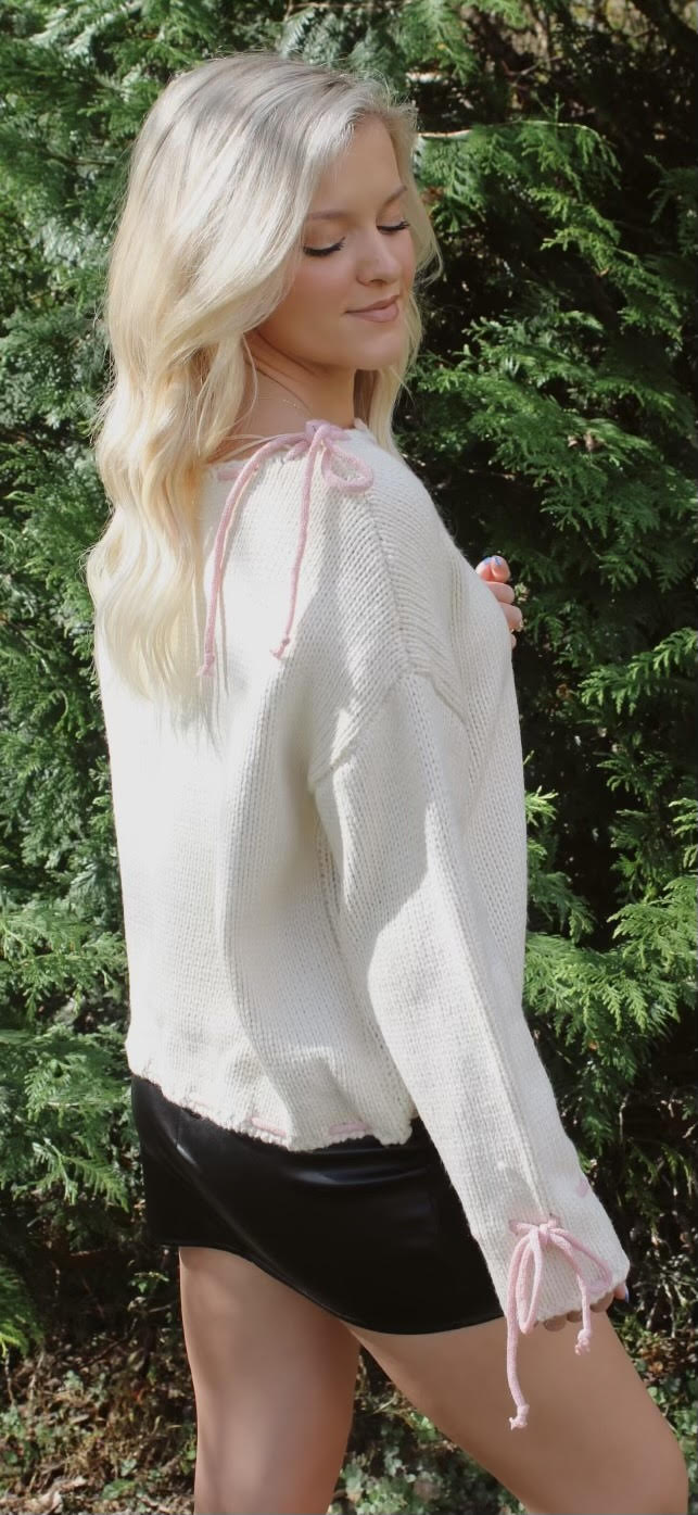 Pretty Pink Bow Sweater