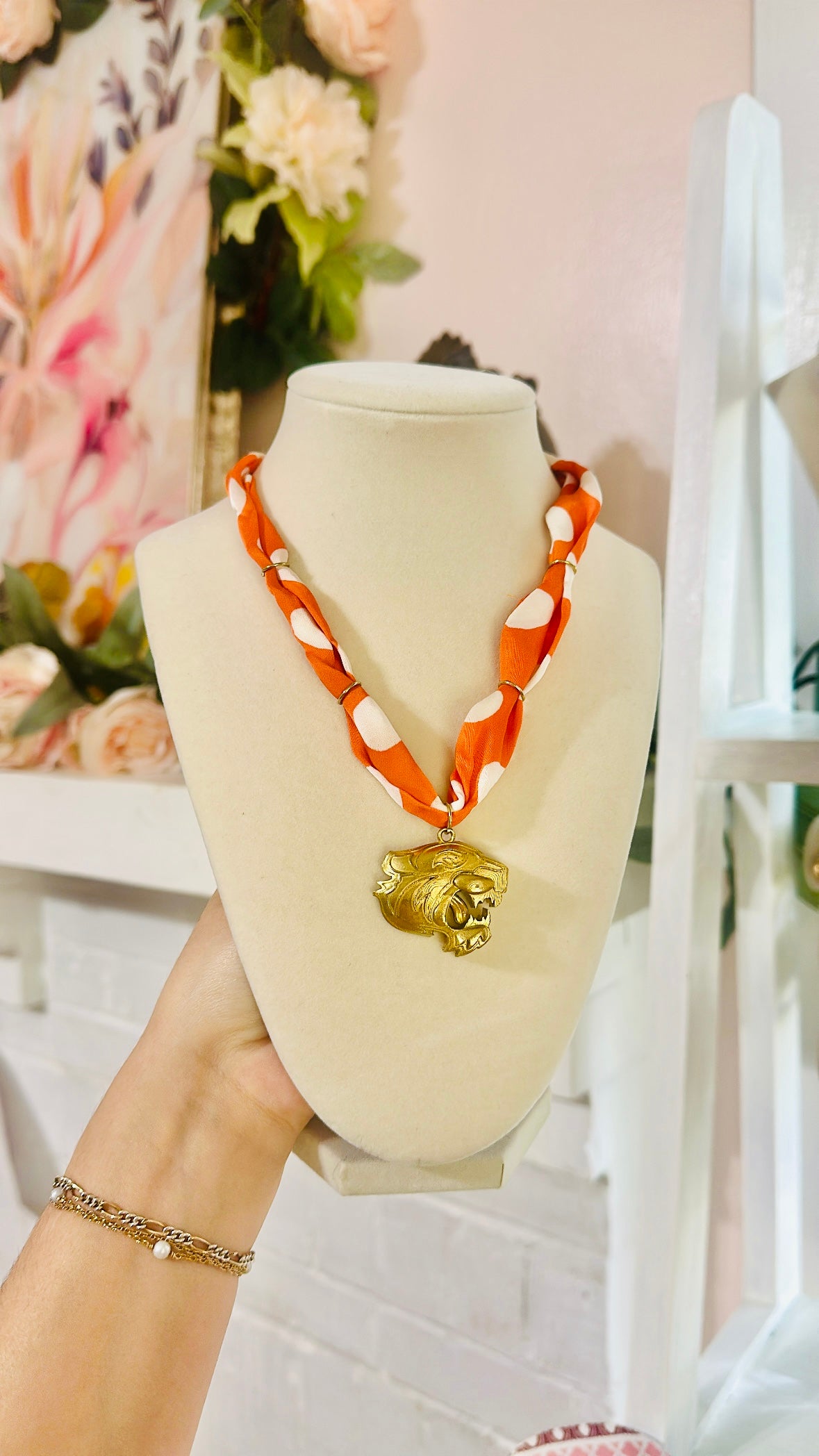 Tiger Polka Dot Scarf Necklace