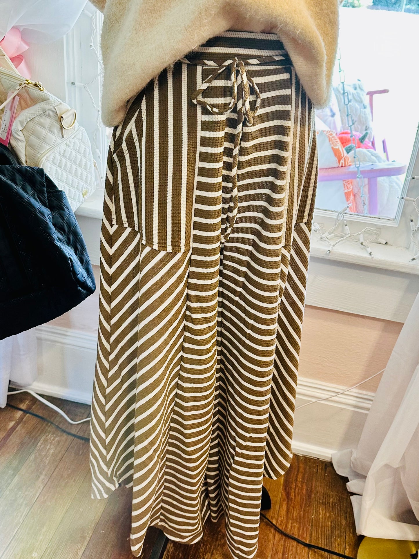 Brown & White Stripe Pants