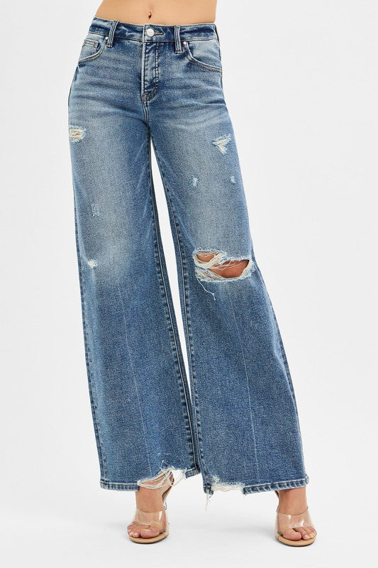 RISEN-Medium Wash Mid Rise Jeans