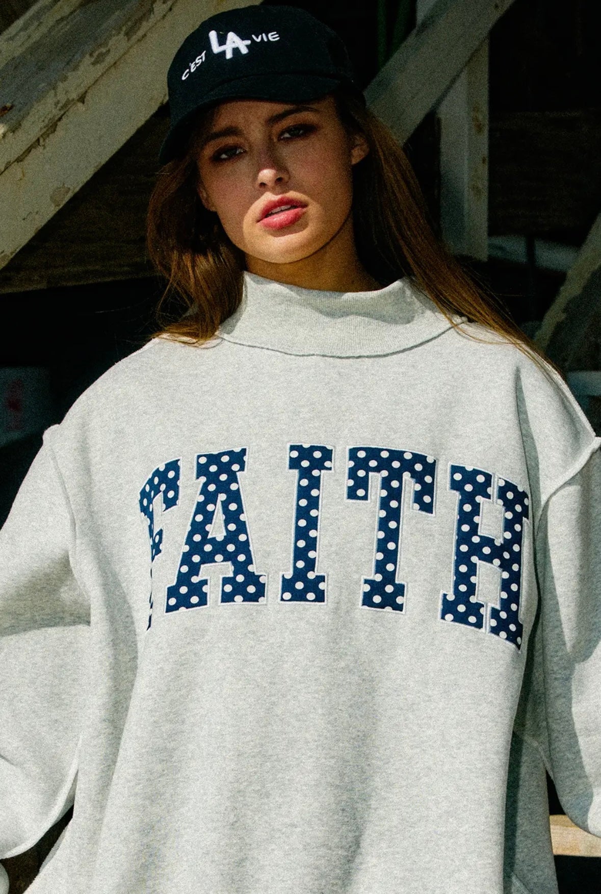 Polka Dot “Faith” Mock Neck