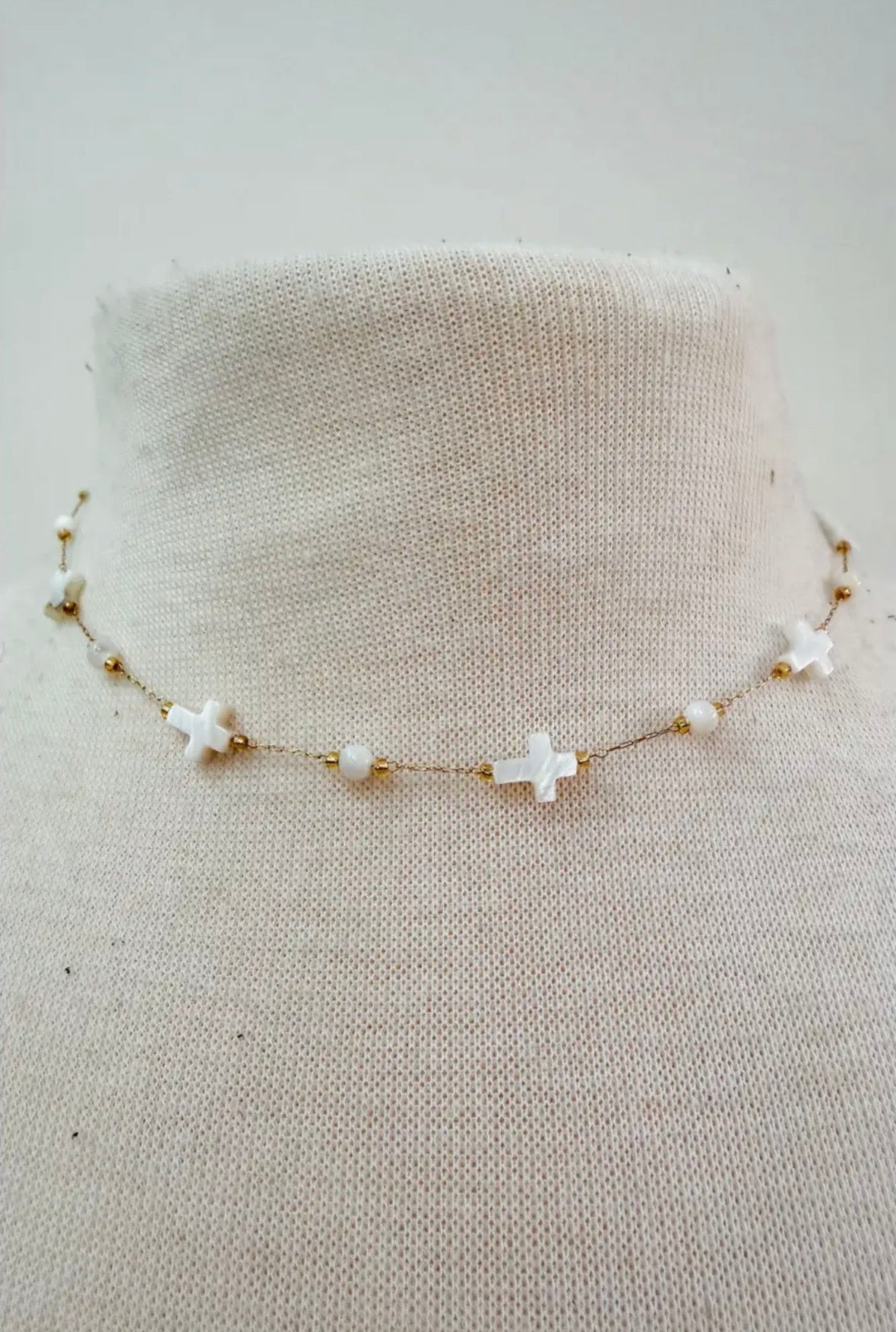Laura White Cross Necklace