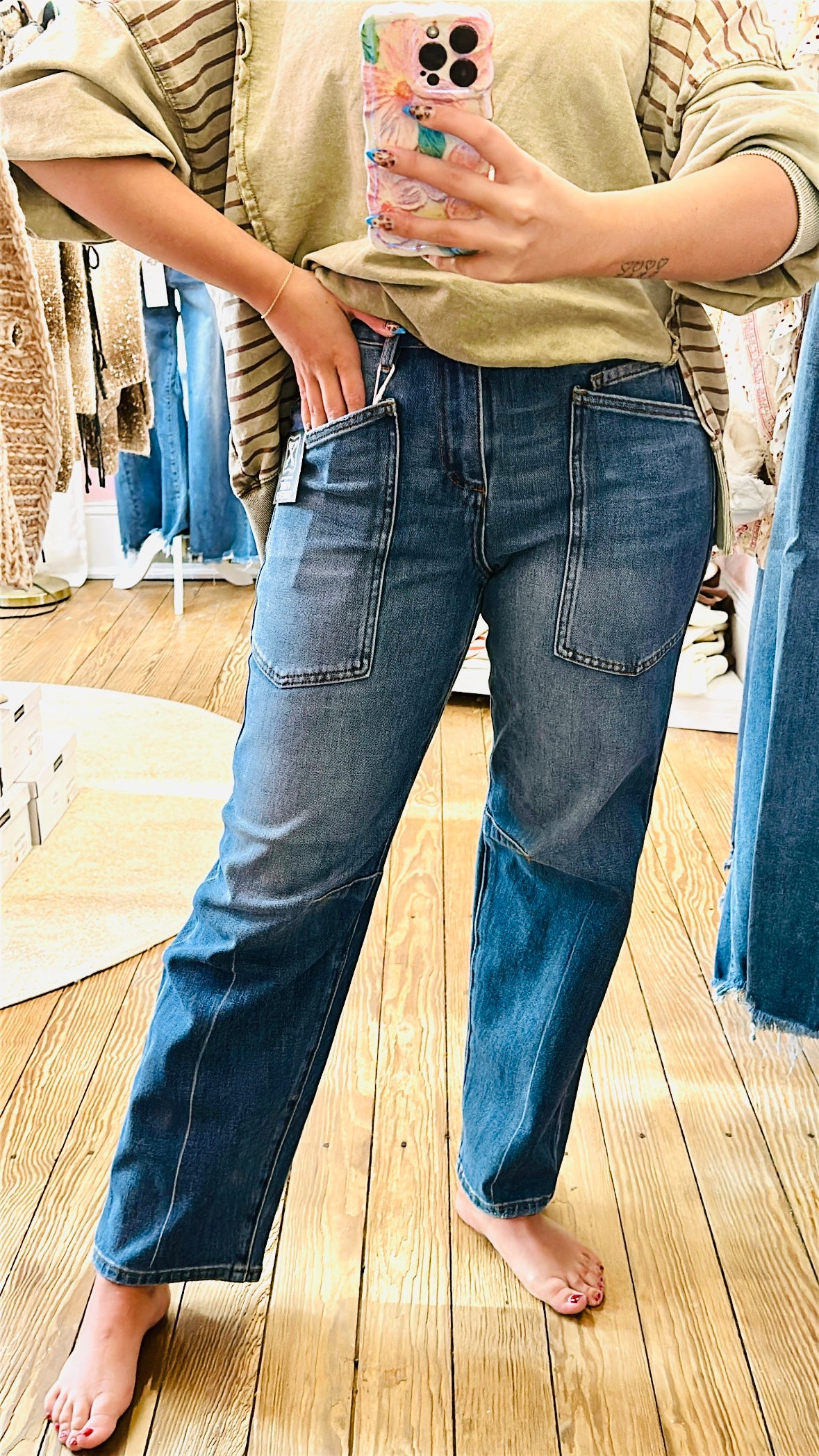 Risen Mid Rise Barrel Jeans