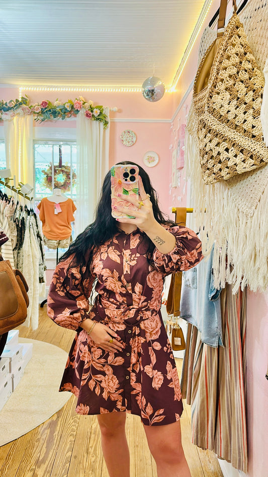Kaley Floral Belted Mini Dress