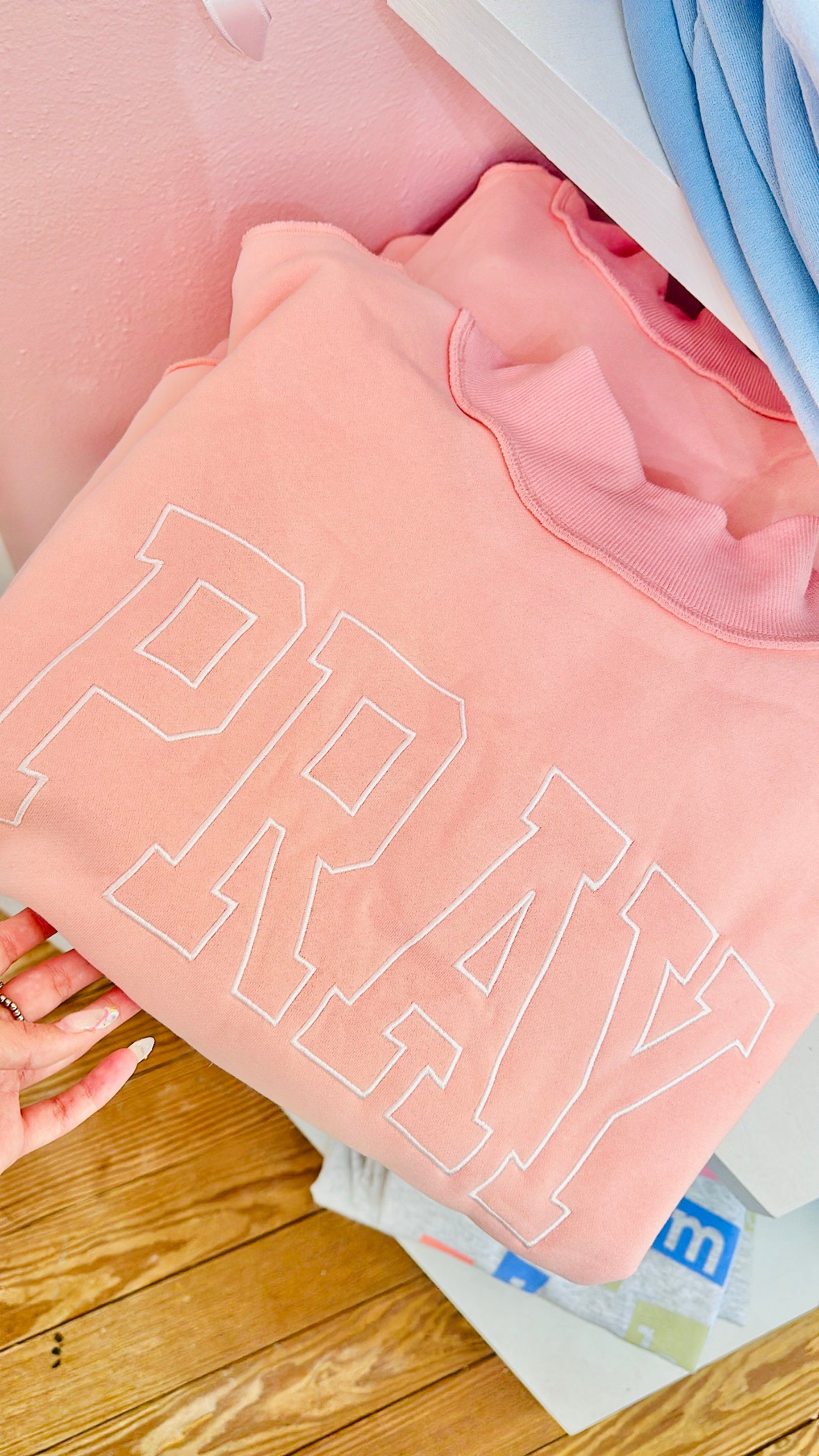 Pink Pray Mock Neck Sweatshirt