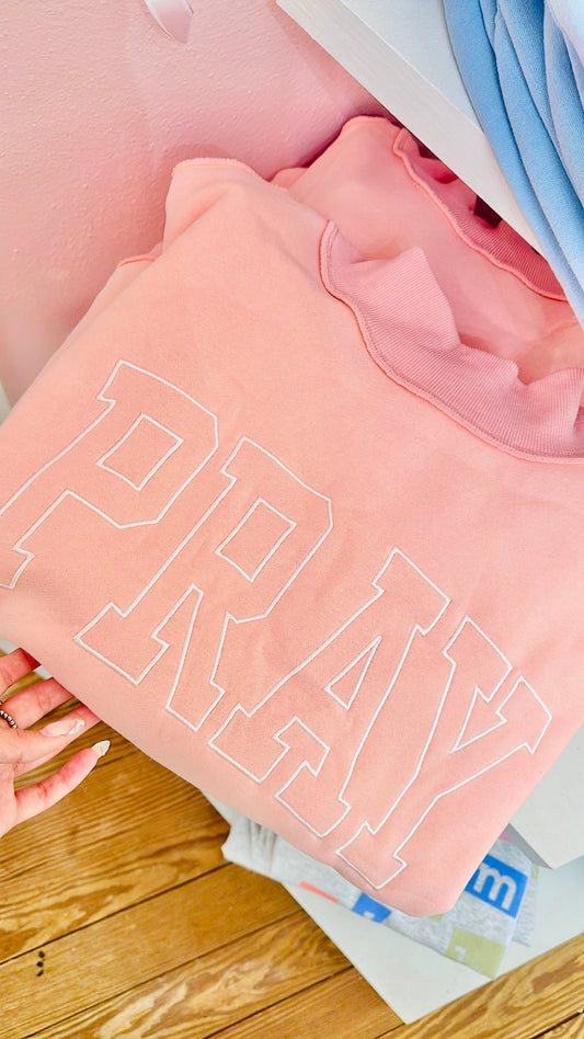 Pink Pray Mock Neck Sweatshirt