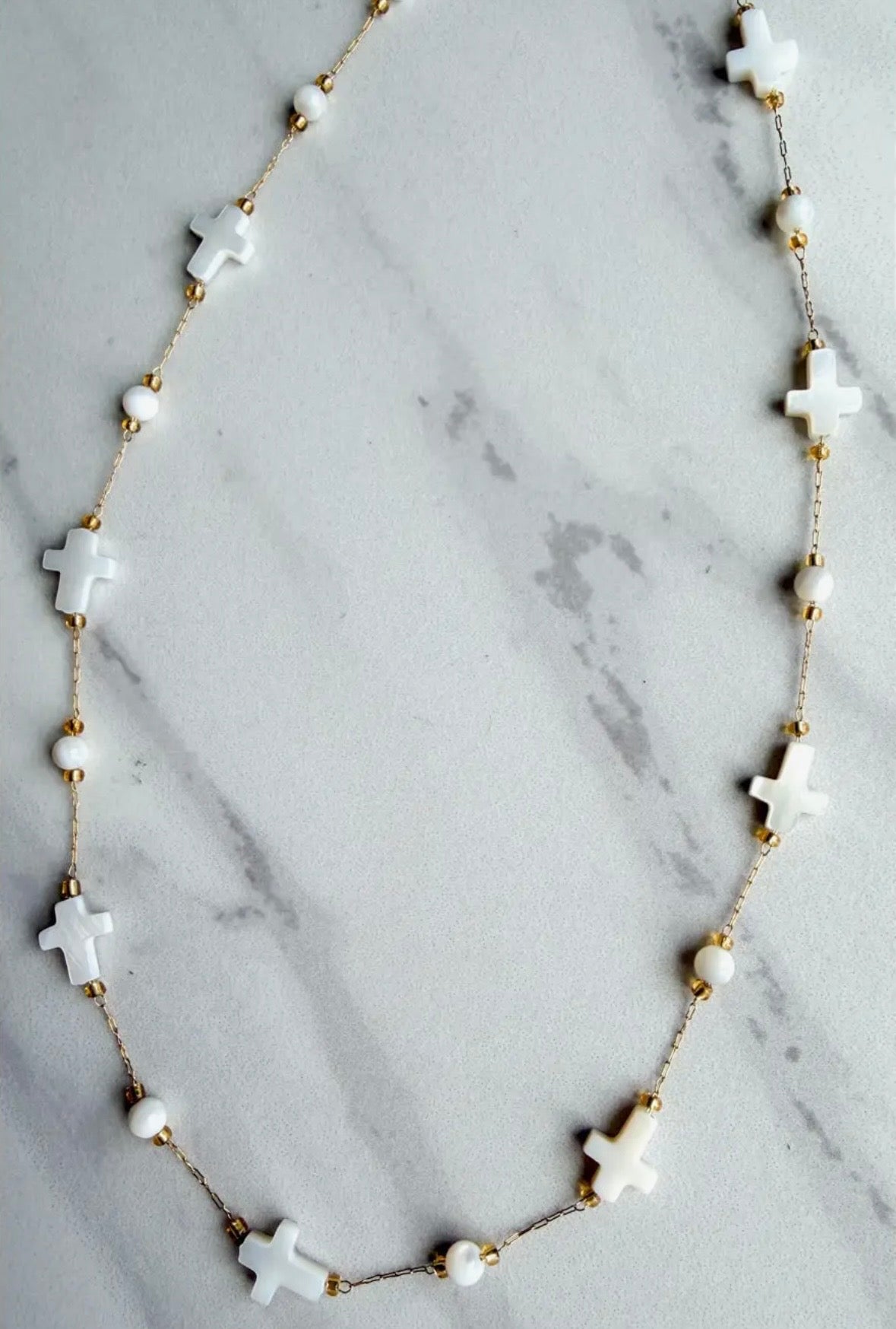 Laura White Cross Necklace
