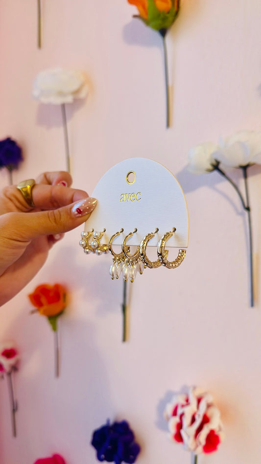 Assorted Pearl & Gold Earrings