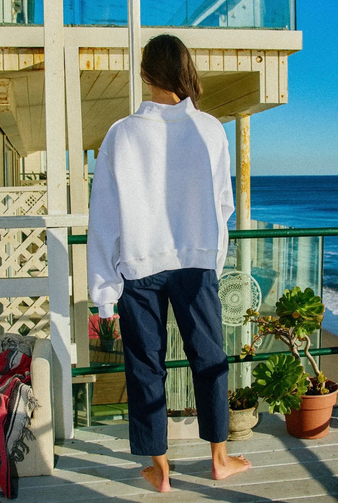 Happy Reversible Graphic Mock Neck Sweatshirt