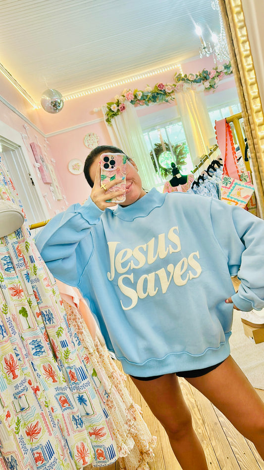 Jesus Saves Mock Neck Sweatshirt